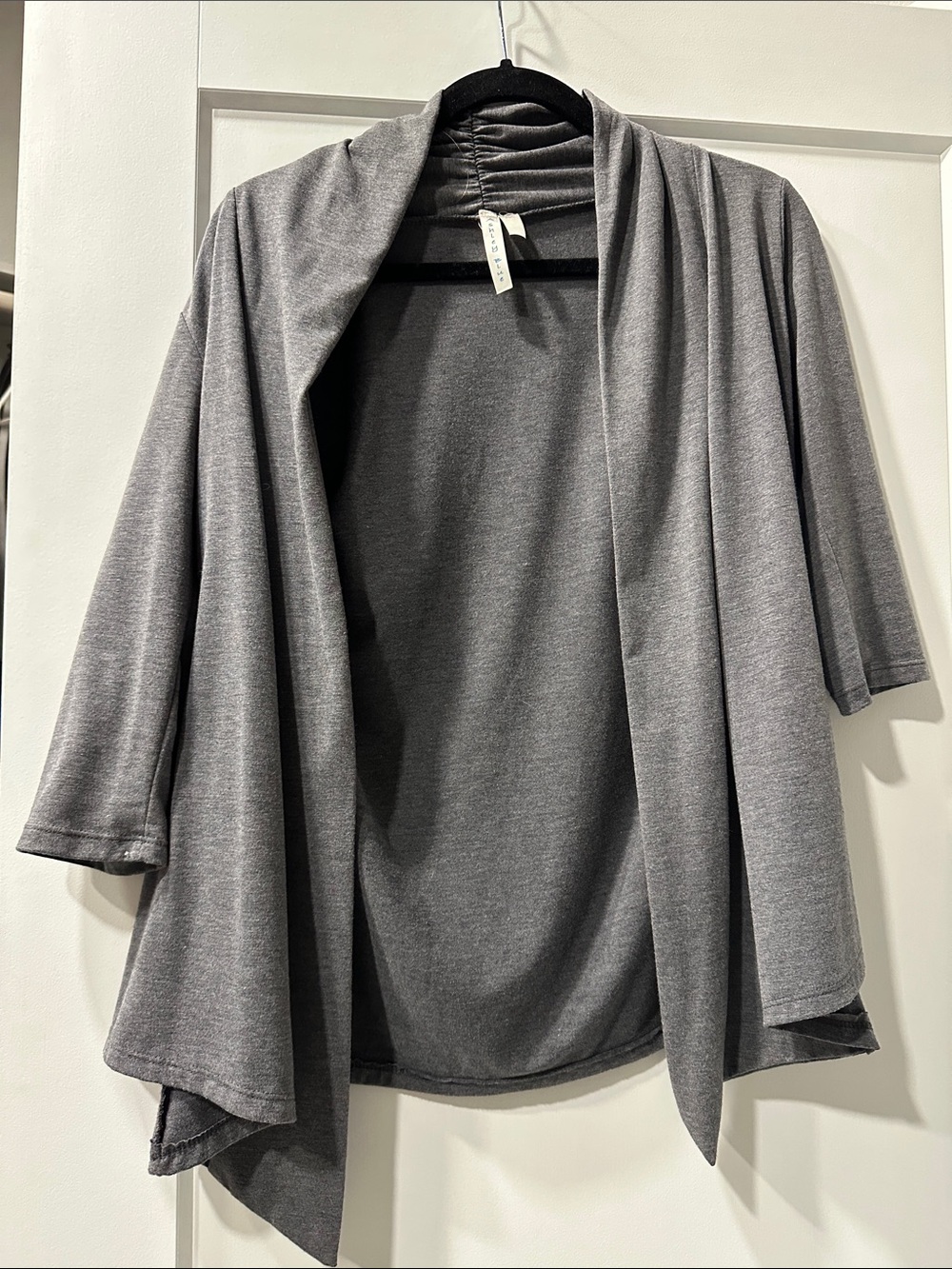 Ashley Blue Gray Draped Open-Front Women's 3/4 length Cardigan
